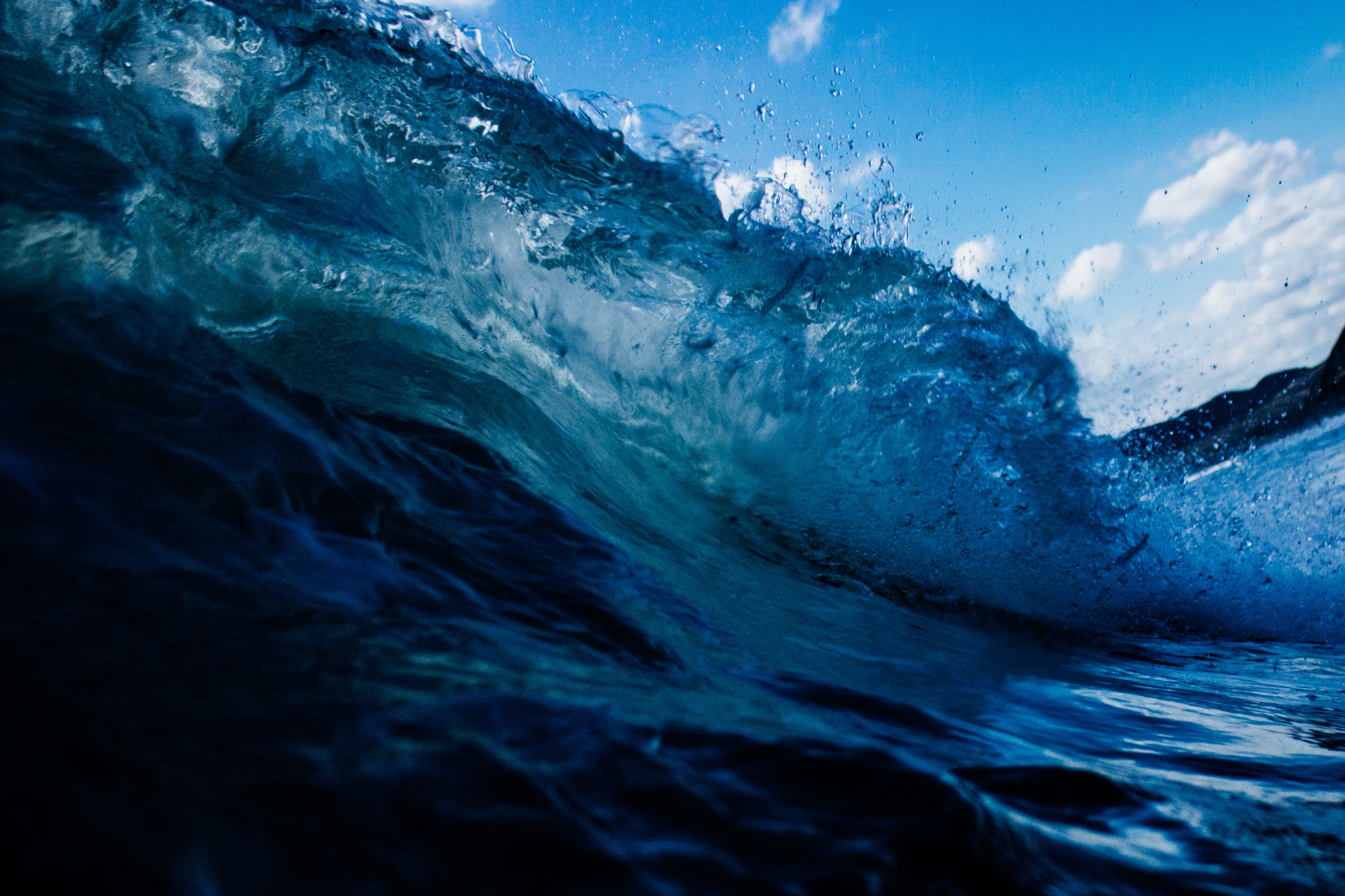 Blue crashing ocean wave